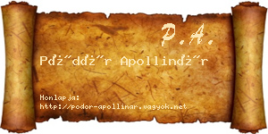 Pödör Apollinár névjegykártya